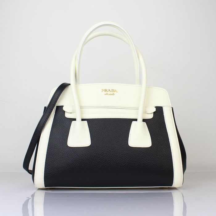 Prada Handle Bag Bianco / pelle nera